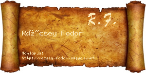 Récsey Fodor névjegykártya